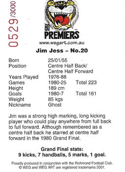 2001 Weg Art '80 Premiers #13 Jim Jess Back